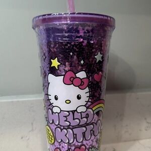 NEW Sanrio Hello Kitty Rainbow Confetti Plastic Travel Tumbler Straw/Lid 32oz.